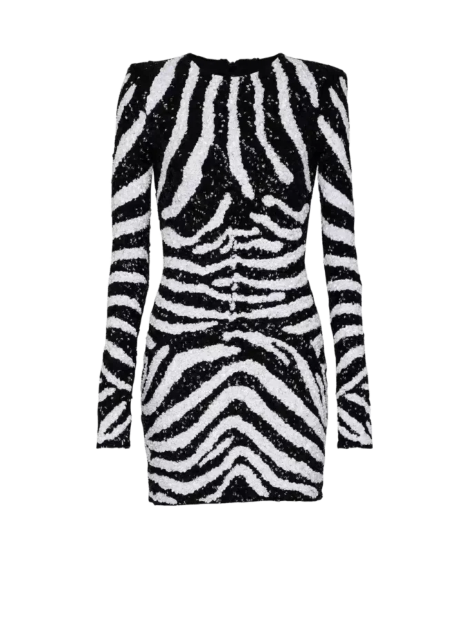 Robe courte à paillettes zébrées bicolore
