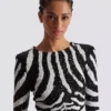 Robe courte à paillettes zébrées bicolore