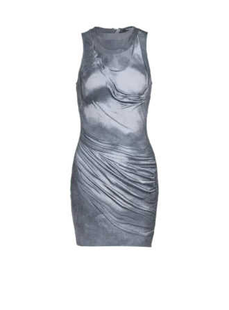 Robe dos nu drapée trompe-l’œil strass Robe dos nu drapée trompe-l’œil strass