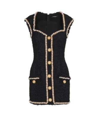 Robe en tweed avec bordure en perles Robe en tweed avec bordure en perles