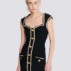 Robe en tweed avec bordure en perles Robe en tweed avec bordure en perles