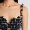 Robe en tweed à bretelles chaînes Robe en tweed à bretelles chaînes