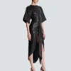 Robe longue en cuir d&rsquo;agneau nouée
