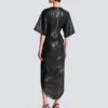 Robe longue en cuir d&rsquo;agneau nouée