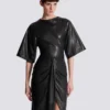 Robe longue en cuir d&rsquo;agneau nouée