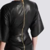 Robe longue en cuir d&rsquo;agneau nouée