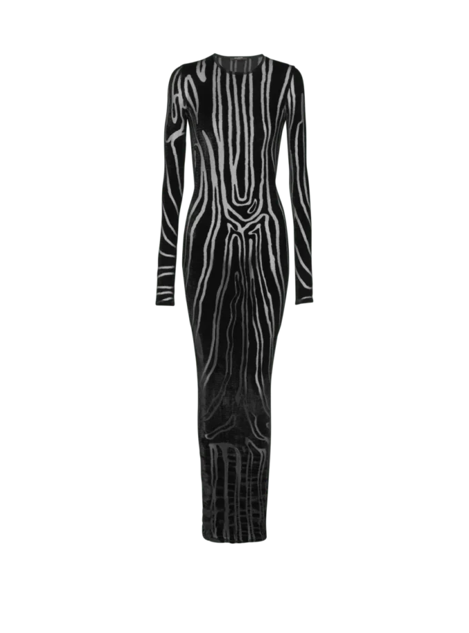 Robe longue en velours imprimé zèbre Robe longue en velours imprimé zèbre