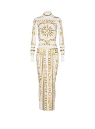 Robe longue moulante imprimée à motif foulard Balmain Robe longue moulante imprimée à motif foulard Balmain