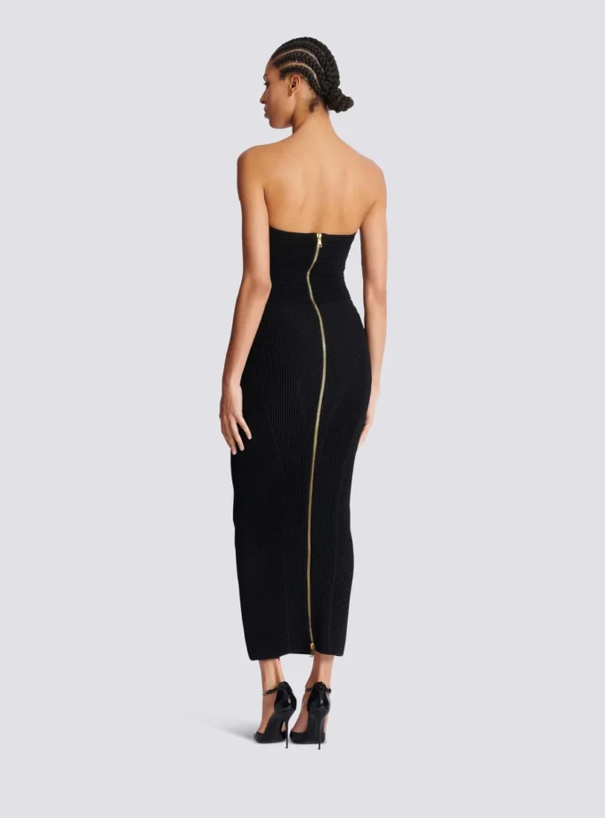Robe longue sans bretelles en maille Robe longue sans bretelles en maille