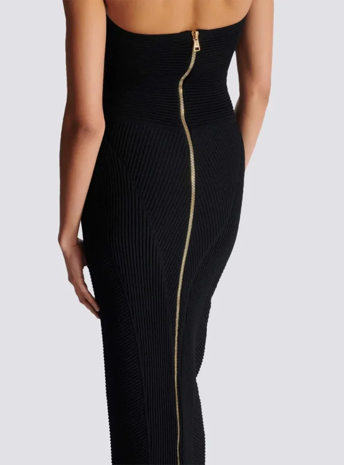 Robe longue sans bretelles en maille Robe longue sans bretelles en maille