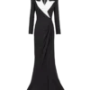 Robe longue structurée en crêpe