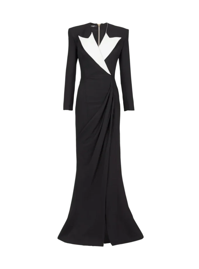 Robe longue structurée en crêpe