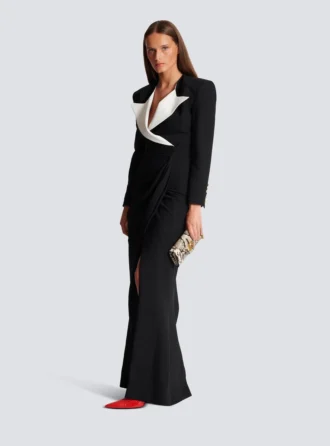 Robe longue structurée en crêpe Robe longue structurée en crêpe