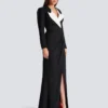 Robe longue structurée en crêpe