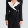 Robe longue structurée en crêpe