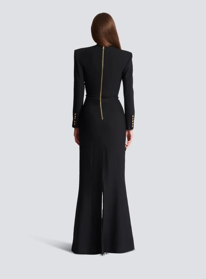 Robe longue structurée en crêpe