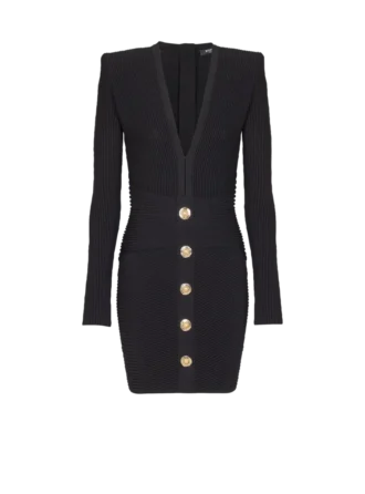 Robe moulante courte en maille côtelée