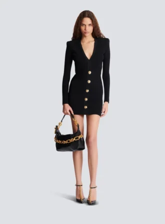 Robe moulante courte en maille côtelée