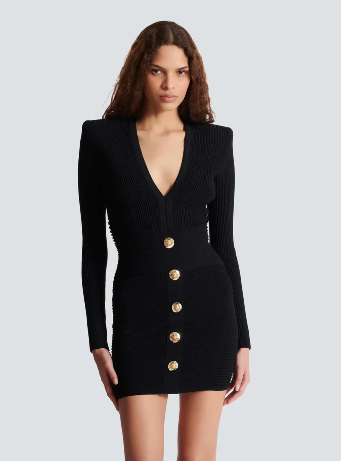 Robe moulante courte en maille côtelée Robe moulante courte en maille côtelée