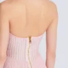 Robe trapèze à col bénitier en maille texturée