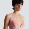 Robe trapèze à col bénitier en maille texturée