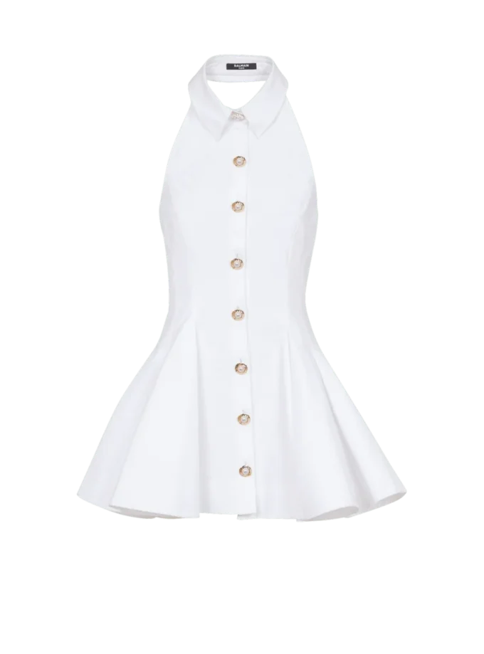 Robe trapèze en popeline dos nu