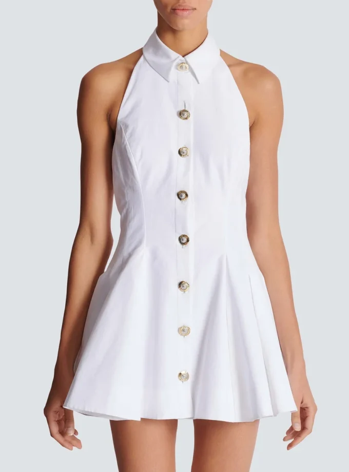 Robe trapèze en popeline dos nu
