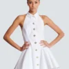 Robe trapèze en popeline dos nu