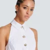 Robe trapèze en popeline dos nu