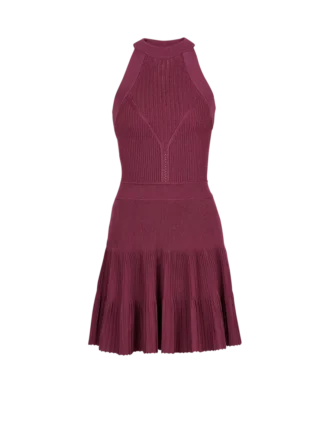 Robe évasée sans manches en maille ajourée