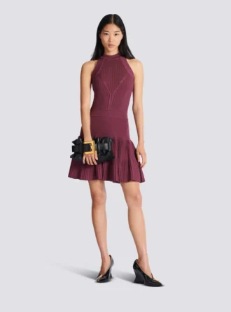 Robe évasée sans manches en maille ajourée