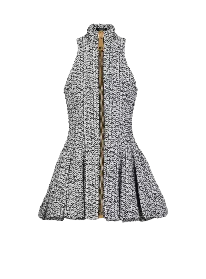 Robe évasée sans manches en tweed Robe évasée sans manches en tweed