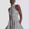 Robe évasée sans manches en tweed Robe évasée sans manches en tweed