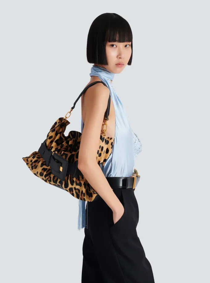 Sac Anthem moyen en cuir de poney imprimé léopard Sac Anthem moyen en cuir de poney imprimé léopard