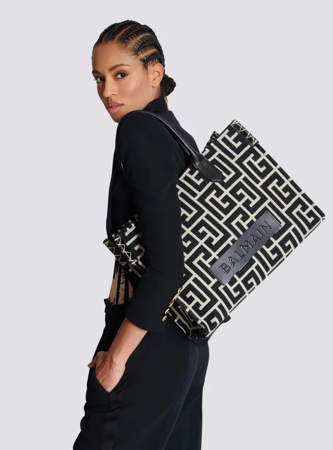 Sac cabas en jacquard monogrammé B-Army 42 et cuir Sac cabas en jacquard monogrammé B-Army 42 et cuir