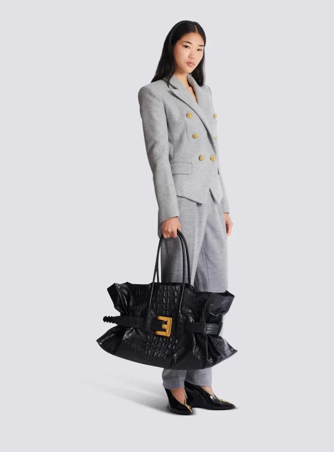 Sac XL Anthem en cuir de veau gaufré imprimé crocodile Sac XL Anthem en cuir de veau gaufré imprimé crocodile