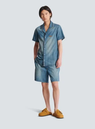 Short en denim délavé Short en denim délavé