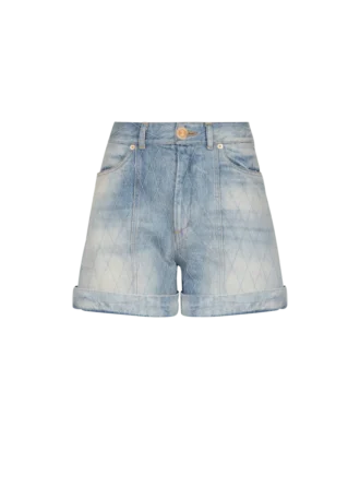 Short en denim à motif losanges Short en denim à motif losanges