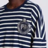 Sweat-shirt en coton avec emblème universitaire et rayures bretonnes Sweat-shirt en coton avec emblème universitaire et rayures bretonnes