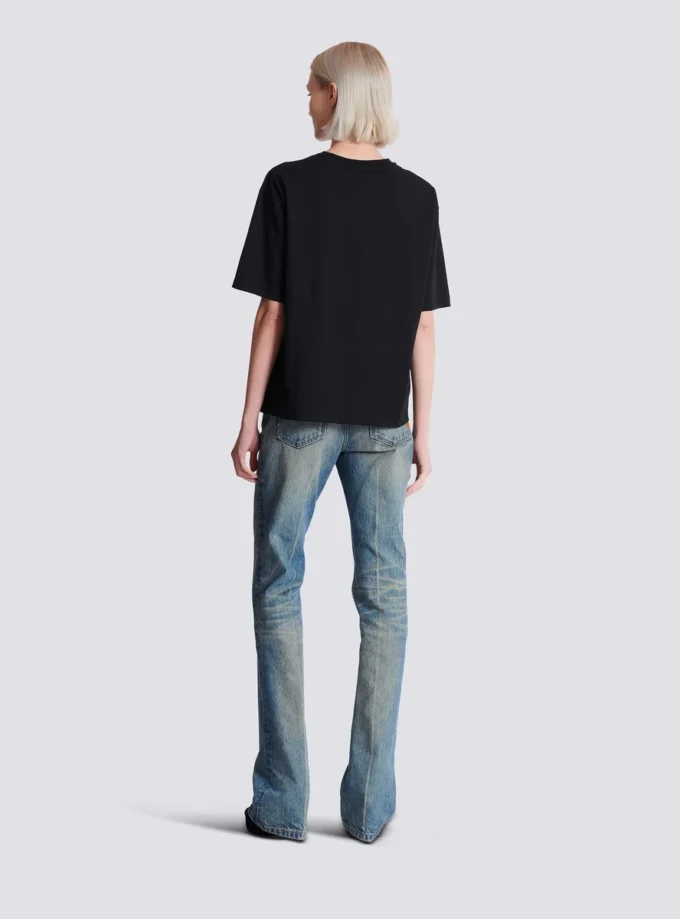 T-shirt carré avec imprimé Balmain Paris Brush