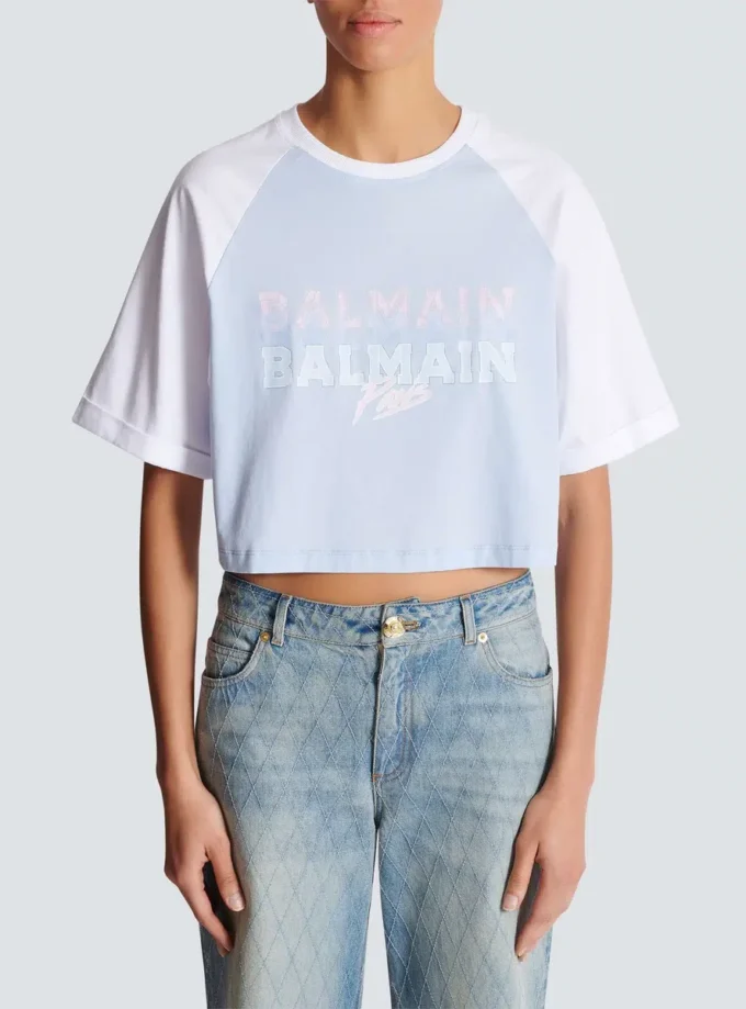 T-shirt court avec imprimé Balmain Paris