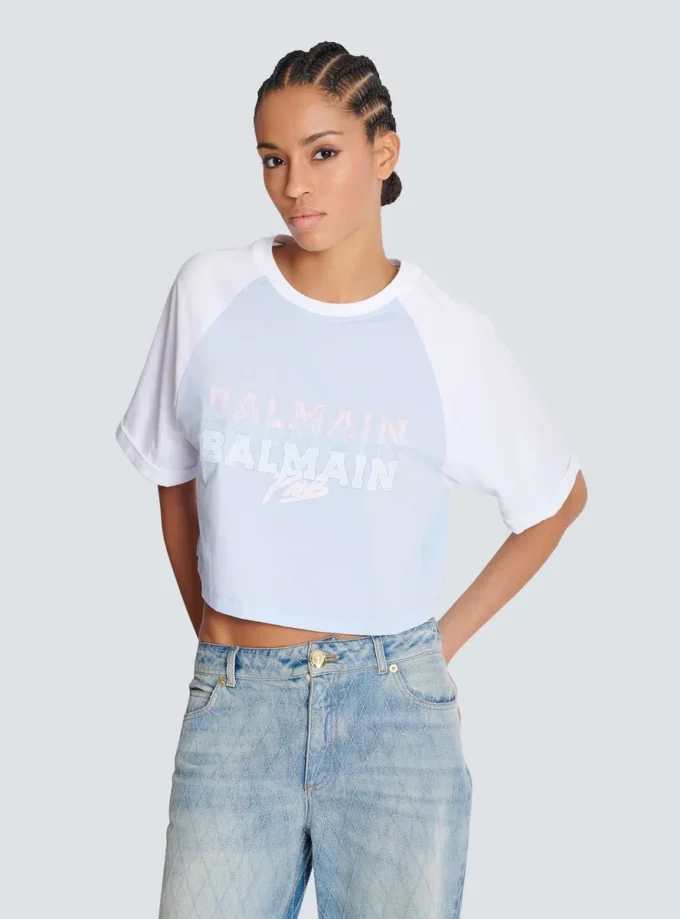 T-shirt court avec imprimé Balmain Paris
