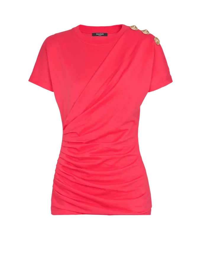 T-shirt drapé avec boutons T-shirt drapé avec boutons