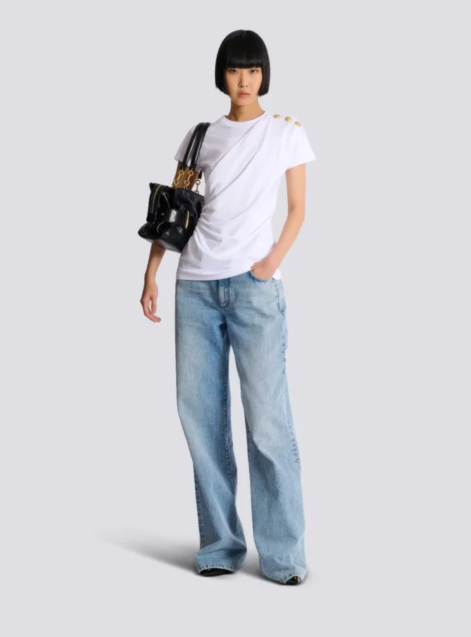 T-shirt drapé avec boutons
