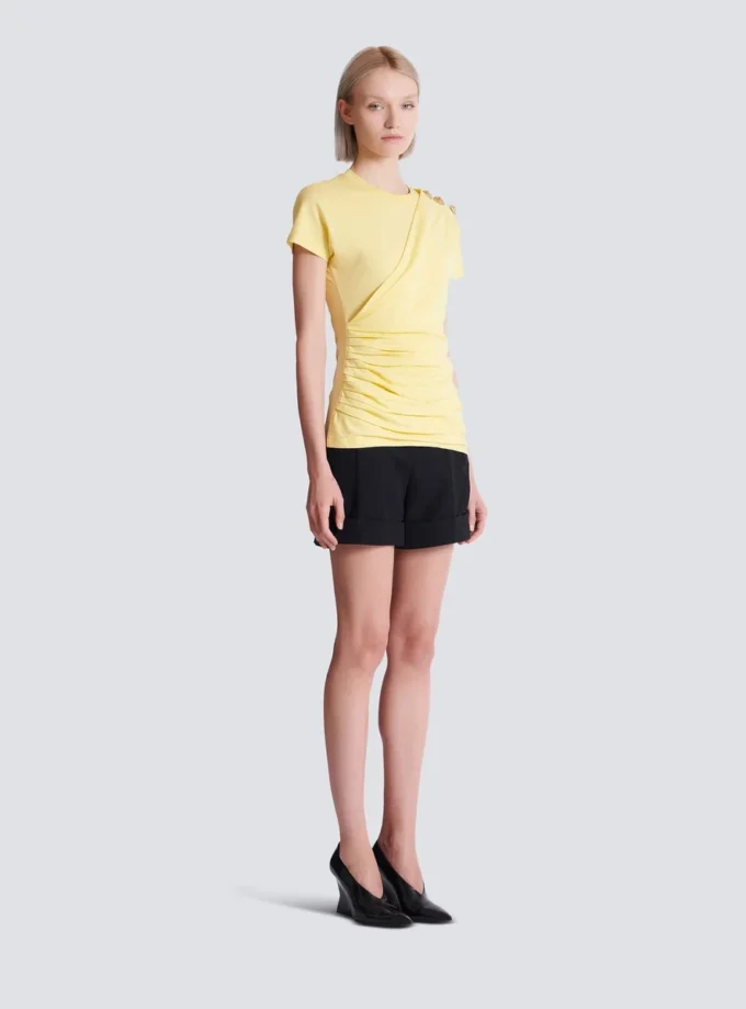 T-shirt drapé avec boutons T-shirt drapé avec boutons