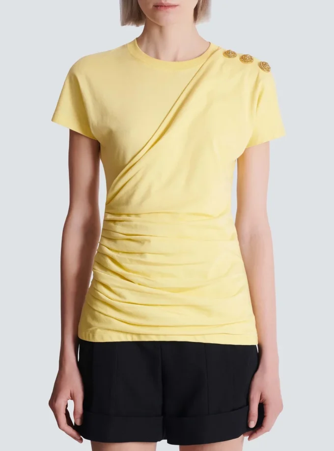 T-shirt drapé avec boutons T-shirt drapé avec boutons