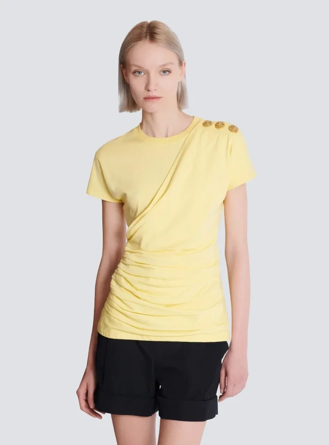 T-shirt drapé avec boutons T-shirt drapé avec boutons