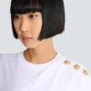 T-shirt drapé avec boutons