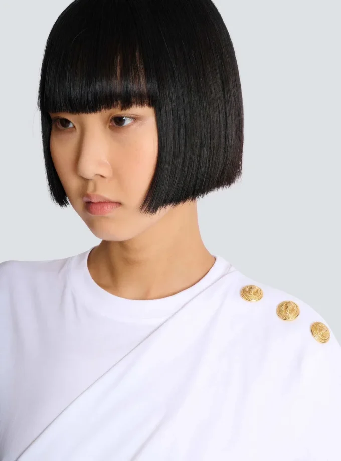 T-shirt drapé avec boutons