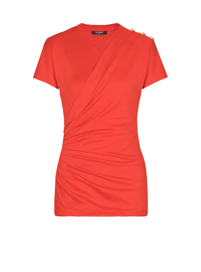 T-shirt drapé à manches courtes en jersey